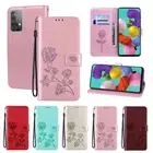 Leather Rose Wallet Phone Case For Samsung A35 A13 A32 A52 A53 A15 A14 A54 A25