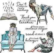 Reading Books Girl At Home Dies and Stamp Sets for Card Making Don't Judge Me I was Reading,Thank You for being Such an Amazing Teacher Words Clear Stamps for Paper Crafting Arts Crafts Album Decor