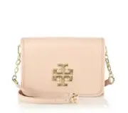 New Tory Burch Britten Combo Lightoak Leather Cross Body Bag