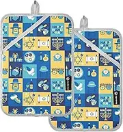 Pot Holders Heat Resistant Hanukkah Menorah Candles Blue Potholders with Pocket Hot Pad Holders for Kitchen Oven Mitts 2 Pack