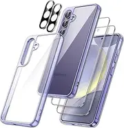 [JETech] 5 in 1 Case for Samsung Galaxy S24 5G with 2-Pack Each Tempered Glass Screen Protector and Camera Lens Protector, Non-Yellowing Shockproof Bumper Phone Cover (Cobalt Violet)