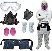 Zimchado Blue Hazmat Suits, Shoe Covers, Face Mask and A Pair of Nitrile Gloves all Included – 5 sizes Level III.