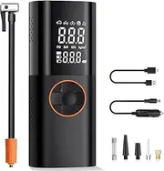 Tyre Inflator Portable Air Compressor, 2X Fast Cordless Air Pump 7800mAh Battery & 12V DC Dual Power Electric Tire Pump 150PSI with LCD Dual Screen for Car Motorcycle Bike Ball, Car Accessories