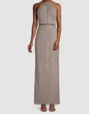 $351 Aidan by Aidan Mattox Women's Pink Beaded Round-Neck Gown Dress Size US 6