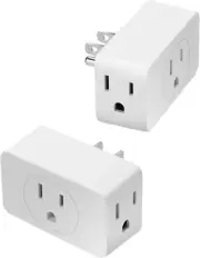 Bates- Multi Plug Outlet Extender, 2 Pack, White, 3 Way Plug Adapter, Multi Plug