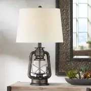 Murphy Rustic Industrial Accent Table Lamp 23" High Weathered Bronze for Bedroom