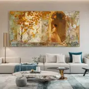Autumn-Inspired Warm Yellow & Orange Artwork Unframed Canvas Painting for Living