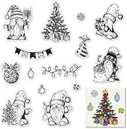 Father Christmas Tree Clear Stamps for Card Making and Photo Album Decorations, Santa Claus Rubber Stamps Christmas Bulb Silicone Stamp Seal for Christmas DIY Scrapbooking