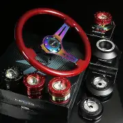 NRG 177H HUB+GOLD CHROME GEN 2.5 QUICK RELEASE+3"DISH IRIDIUM STEERING WHEEL RED