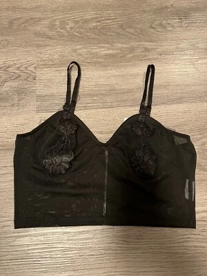 Charlotte Russe Black Sheer Bustier Festival camisole Crop Top Sz. M NWT