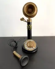 Candlestick Rotary Dial Telephone Antique Style Handmade Brass Phone