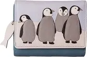 [Mala Leather] Luxury Penguin RFID Protected Purse by 3406 3 Ollie Collection, Blue Multi, M, Tri fold