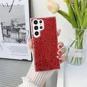 Shining Sequins Case for Samsung Galaxy S23 Ultra S22 S21 S20 FE S10 Plus Note 20 Ultra 10 A72 A52 A73 A53 5G Soft Glitter Cover,red,for S21 Plus