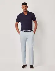 Hawes & Curtis Light Blue Garment Dyed Cotton Stretch Slim Fit Chinos Size: 38-33"
