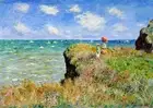 Print vintage canvas art painting claude monet Canvas cliff beach sea France