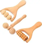 ERINGOGO 3pcs Wooden Foot Massager Rollers Manual Back and Neck Massager Durable Body Roller for Shoulder and Waist Relaxation Comfortable Massage Tools for Muscle Relief