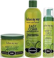 Africa's Best Organics Texture My Way TRIO PACK | Keep it Curly Pudding 450 ml | Keep It Curly Stretch And Set Styling Foam 251 ml | Easy Comb Leave In Detangling and Softening Creme 355 ml