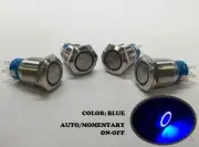 4 of MARINE SS304 BLUE LED 12V FLUSH LIGHT AUTO ON-OFF PUSH SWITCH RING BUTTON