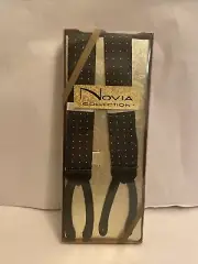 Novia Collection Suspenders Black Adjustable Button Style