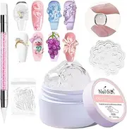 Solid Builder Gel For Nails, 3D Gel Nail Art Sculpture Non-Sticky Hand Clear Extension Gel Sock Off UV LED with 3D Silicone Mold Salon DIY at Home-15g/0.53oz