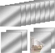 12" x 12" Acrylic Flexible Mirror Sheets, 12 Pack Self Adhesive Mirror Tiles Square Cuttable Mirror Wall Stickers, Non-Glass Mirror Stickers Safety Reflective Mirror for DIY Craft Home Wall Decor