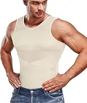 [SOLCYSX] Compression Shirt for Men Slimming Undershirt Body Shaper Tank top for gynomastica Sleeveless Shapewear Vest Men