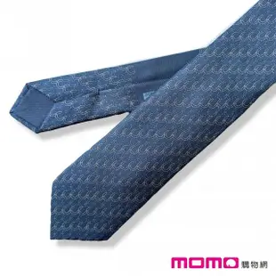 【Hermes 愛馬仕】幸運馬蹄 領帶(藍灰色 7cm)
