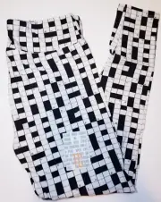 LuLaRoe TC Leggings Crossword Puzzles Black White Tall & Curvy (Size 12-18) NWT