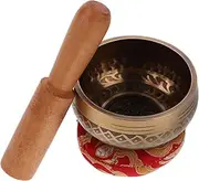 Kisangel 1 set Metal Singing Bowl with Wooden Mallet Decorative Buddhism Accessory for Home Decor Buddhist Sound Bowl