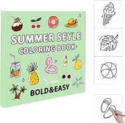 Summer Coloring Book for Kids,Coloring Activity Book | 40 Sheets, Including Beach Scenery Tropical Fruits Patterns, Bold & Easy Coloring Book for Relaxation