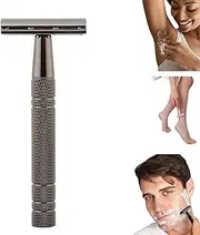 Safety Razor for Women,Men's Single Razor with a Razor Stand with 5 Blades,Reusable Metal Razors Women,Double Edge Safety Razor with a Texture Handle,Manual Razors for Women Men