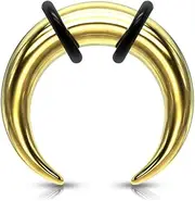 [Zaya Body Jewelry] 10g Gold Septum Pincher Ring Stretching Ear Plugs Tapers Horseshoes Gauges Earring gauging nose 2.4mm, 10g, Metal surgical steel, no gemstone