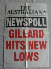 Julia Gillard Newspoll ALP Pulls 30pc Australia Labor Vtg Politic 2 Rare Posters