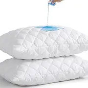 UNILIBRA Waterproof Pillow Protector Quilted Queen Size (Set of 2), Zippered Pillow Cover Noiseless Breathable White Pillows Encasement (21"X30")
