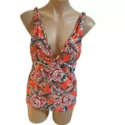 Target Swimmers Size 14 Orange Floral Tankini Lycra NWT Womens