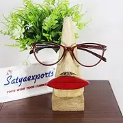 [SATYA EXPORTS] Satyaexports Wooden Nose Shaped Eyeglass Spectacle Holder Display Stand Home Decorative Red Lips
