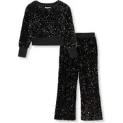 Habitual Kids Kids' Allover Sequin Sweatshirt & Pants Set in Black at Nordstrom, Size 12