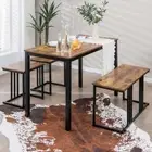 Costway 4-Piece Dining Table Set with Bench & 2 Stools for 4 Persons for Kitchen