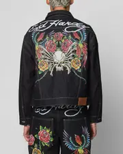 [ED HARDY] Ed Hardy Denim Jacket Raw Indigo - Size 3XL 3XL Raw Indigo