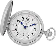[Gotham] Men's Classic Silver-Tone Polished Case Double Hunter 17 Jewel Mechanical Pocket Watch # GWC18810S, Silver