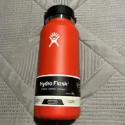 Hydro Flask Wide Mouth Water Bottle Stainless Steel Red 32 Oz. Double Wall