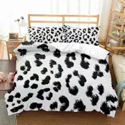 v1011 Bed Sheets Leopard Print Duvet Cover Set King Queen Full Size Polyester Bedding Set African Animal Cheetah Print Perfect for Man and Woman 3-Pie