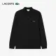 【LACOSTE】男裝-經典修身長袖Polo衫(黑色)