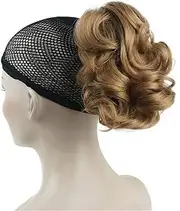 Aimole 6" Short Curly Synthetic Ponytail Clip in Claw Extensions 80g with a jaw/claw clip(19-Light Strawberry Blonde)