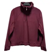 BCBGMAXAZRIA Women's Burgundy Quarter-Zip Pullover Sweater Size Large