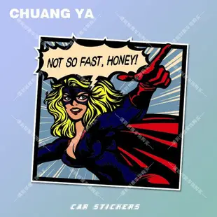 貼紙屋 美式復古漫畫風汽車貼紙個性卡通女超人車貼電動摩托車劃痕遮擋貼