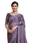 Women's Chiffon Hot Fixing Saree With Unstitched Blouse Piece Mauve