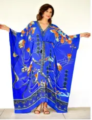new CAMILLA SILK CRYSTALS TREE OF LIFE SPLIT HEM LACE UP KAFTAN layby av
