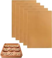 6 Sheets Teflon Sheet, Non Stick Reusable Baking Sheet, Washable Baking Sheets for Oven Non Stick, Teflon Sheets for Heat Press, Oven Liners for Bottom of Oven, for Bread, Biscuits, Meat (30x40cm)