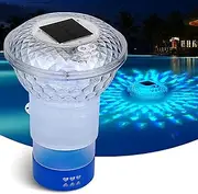 HOICATED Solar-Powered Chlorine Floater with Colorful Lights - Adjustable Pool Chlorine Dispenser for 1" & 3" - Floating Pool Decor for Nighttime Ambiance
